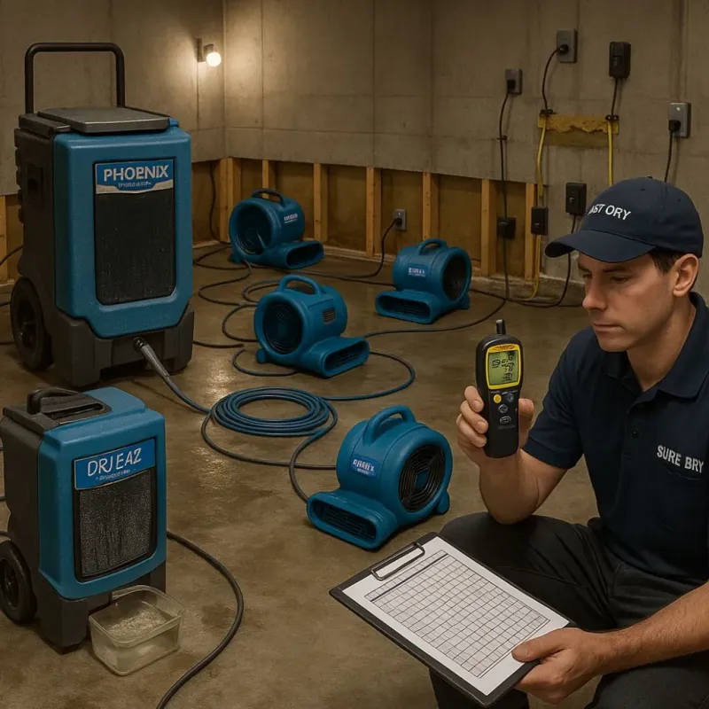 Structural Drying and Dehumidification process in Weaverville, NC